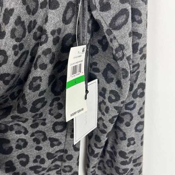 NWT 1 State Animal Print Mock Wrap Tunic Top Size Large Gray Black​​​ - Picture 4 of 5